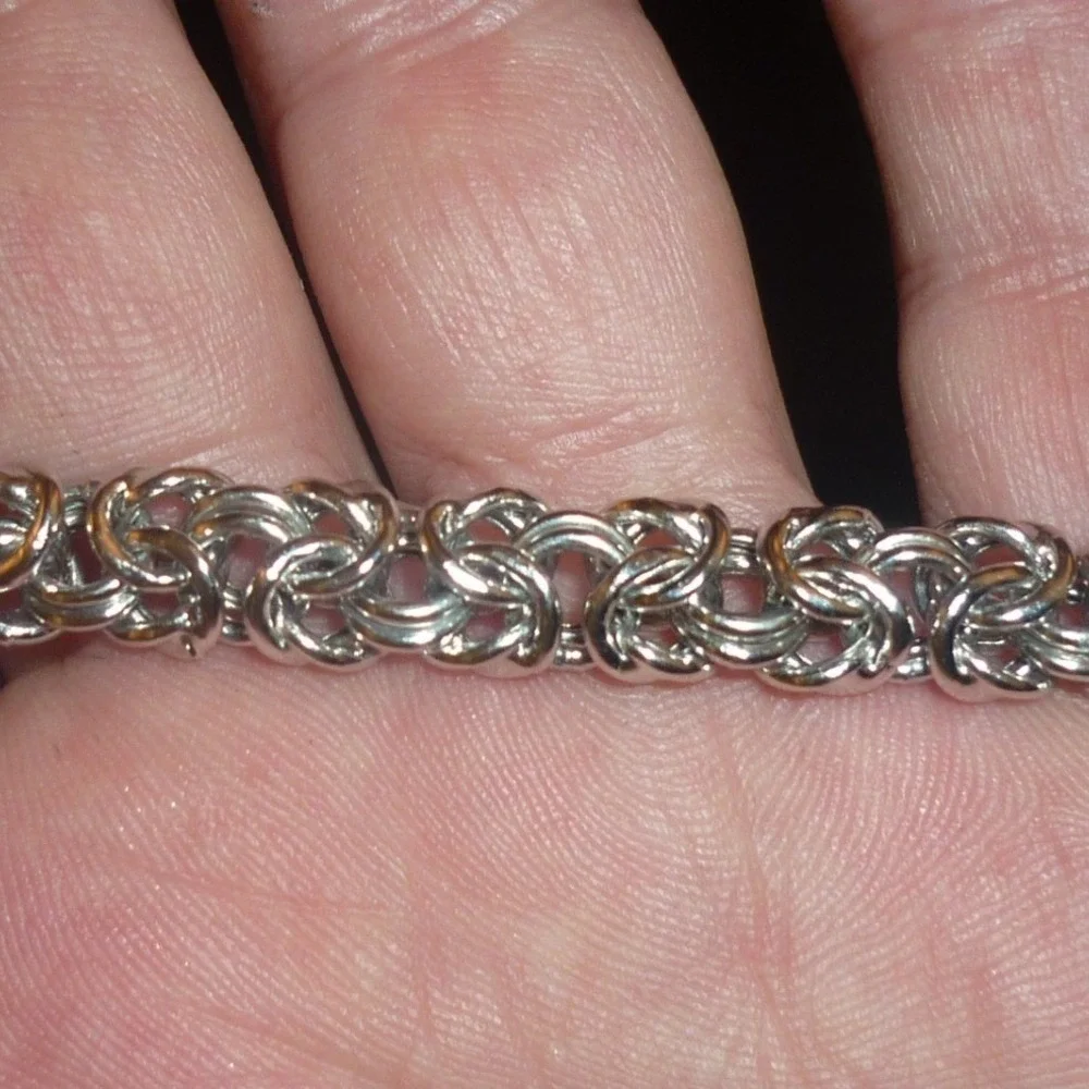 Silver Plated Byzantine Chain Necklace Chunky Rope Link Spring Ring Clasp 16